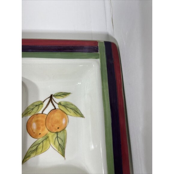 Vintage Strange Fruit Design Ceramic Serving Platter 19" X 7.5", 4 Compartments - Picture 10 of 16